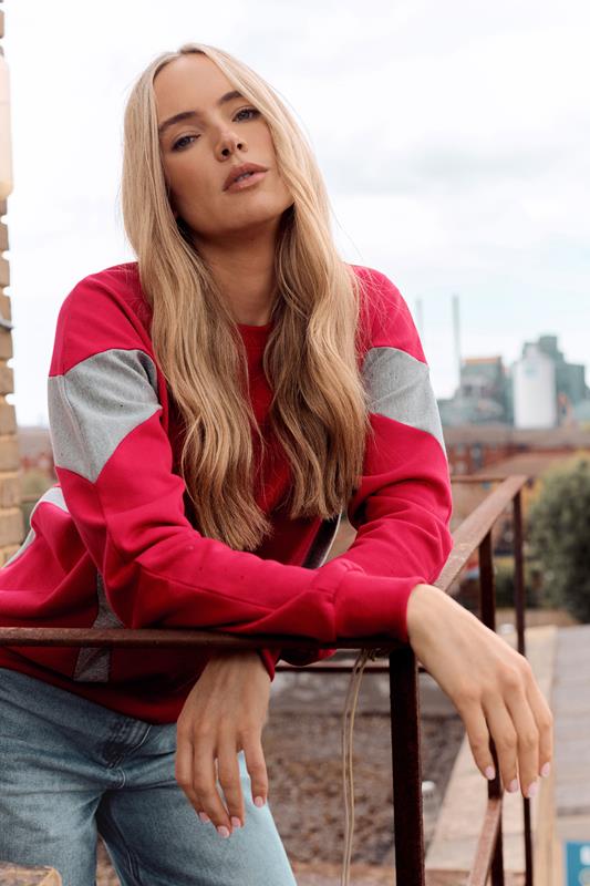 evans LTS Tall Red Colour Block Sweatshirt