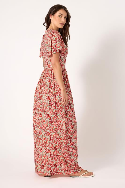 Evans LTS Tall Red Ditsy Angel Sleeve Maxi Dress