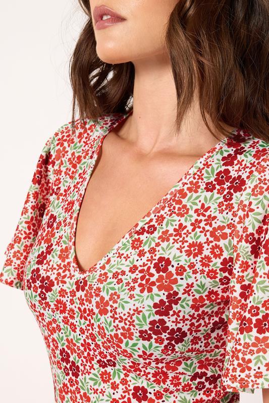 Evans LTS Tall Red Ditsy Angel Sleeve Maxi Dress