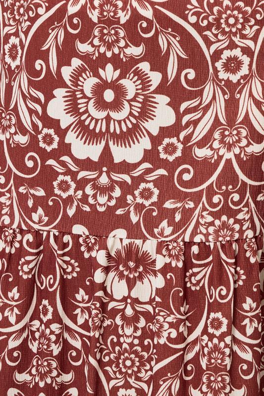 Evans LTS Tall Red Floral Print Tiered Maxi Skirt