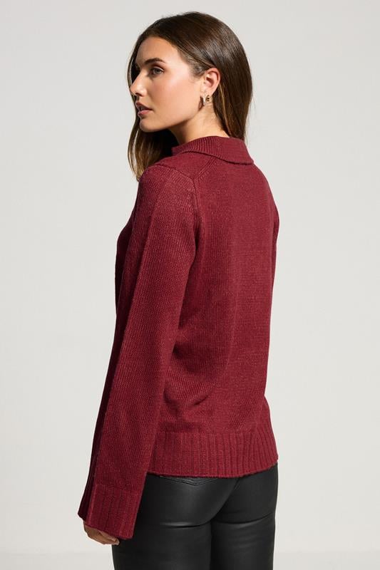 Evans LTS Tall Red Knitted Collared Jumper
