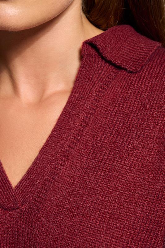 Evans LTS Tall Red Knitted Collared Jumper