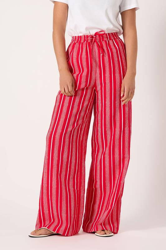 Evans LTS Tall Red Stripe Print Wide Leg Trousers