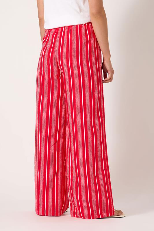 Evans LTS Tall Red Stripe Print Wide Leg Trousers