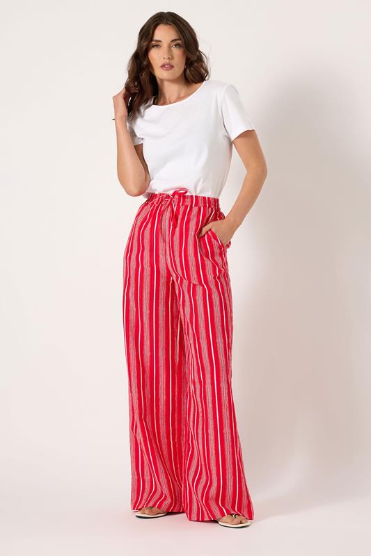 evans LTS Tall Red Stripe Print Wide Leg Trousers