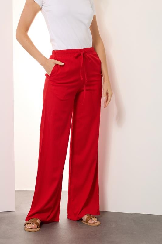 Evans LTS Tall Red Wide Leg Trousers