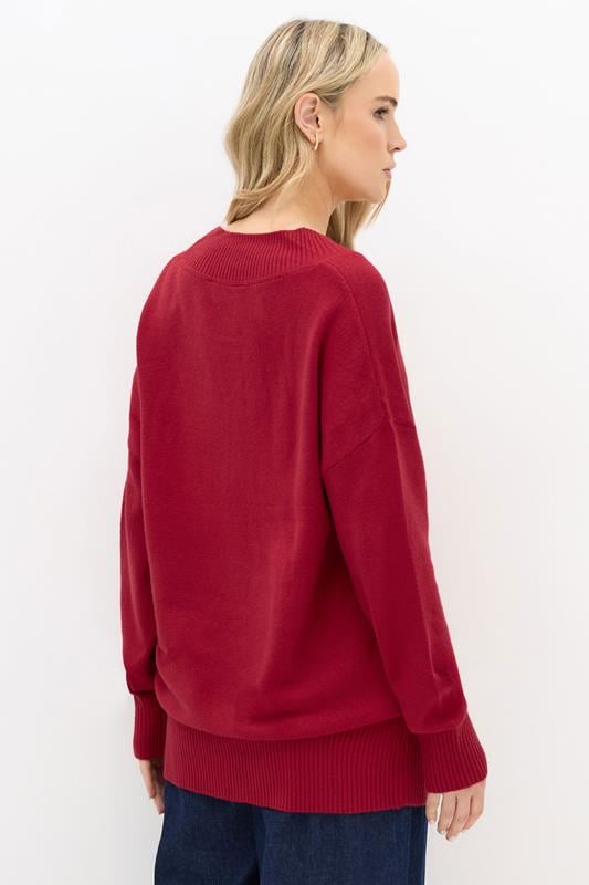Evans LTS Tall Red Wool V-Neck Jumper