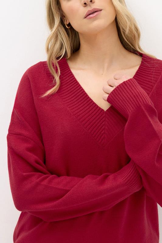 Evans LTS Tall Red Wool V-Neck Jumper