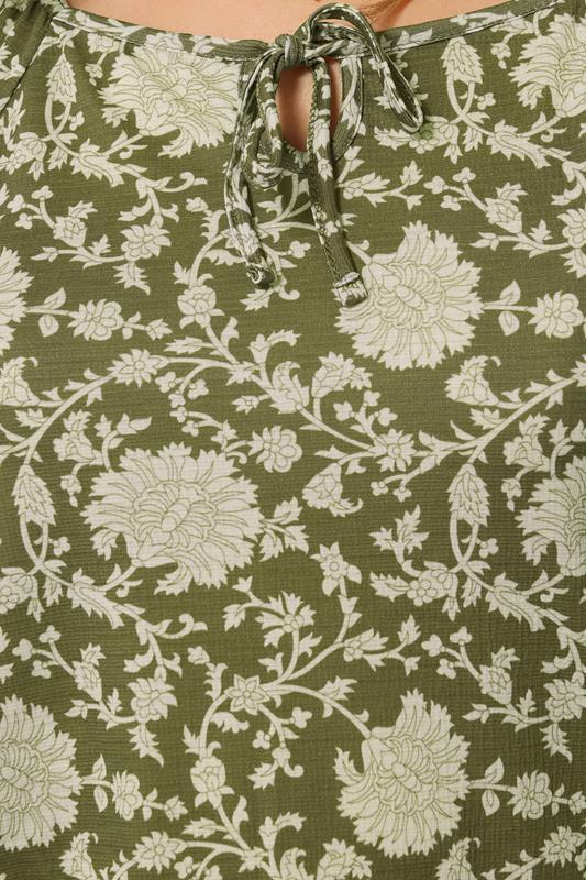Evans LTS Tall Sage Green Floral Tie Front Top