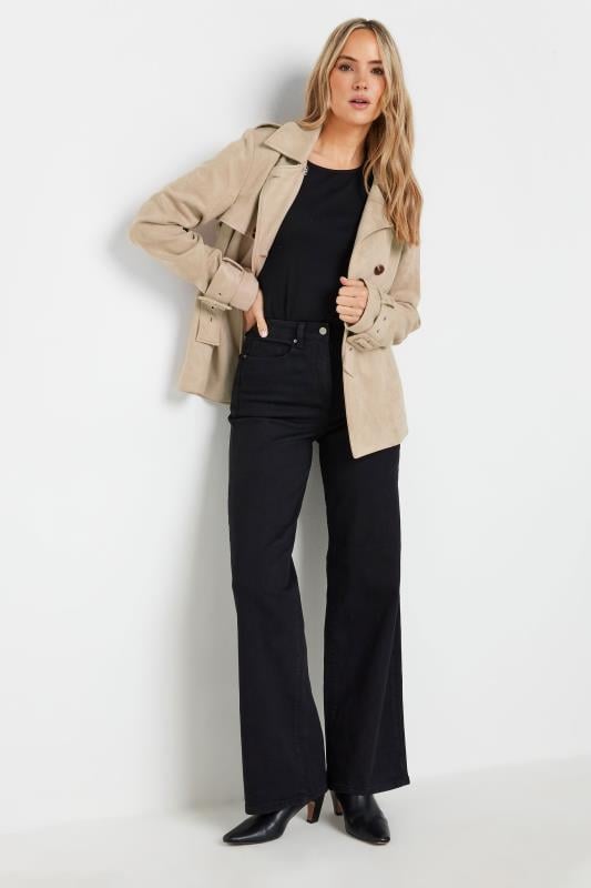 Evans LTS Tall Stone Brown Faux Suede Trench Coat