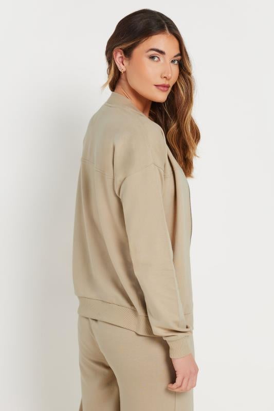 Evans LTS Tall Stone Brown Jersey Bomber Jacket