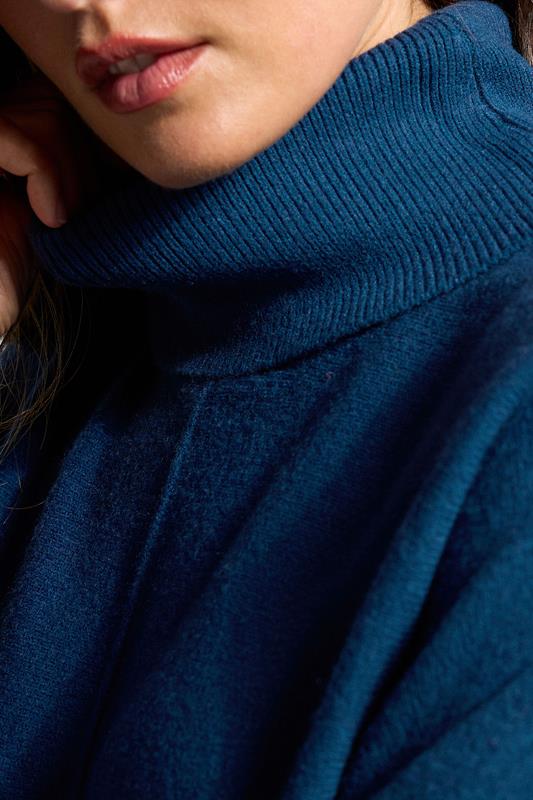 Evans LTS Tall Teal Blue Batwing Roll Neck Jumper