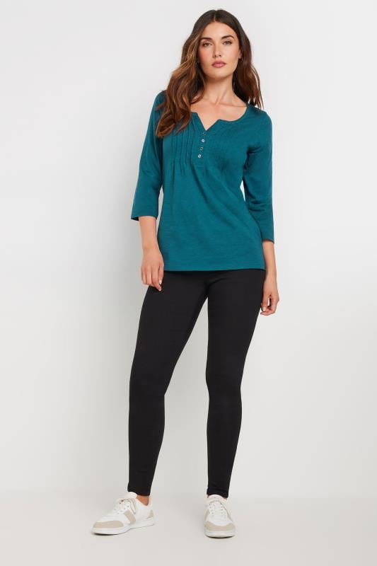 Evans LTS Tall Teal Blue Cotton Henley Top