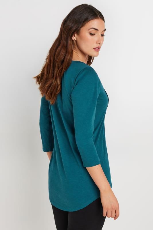Evans LTS Tall Teal Blue Cotton Henley Top