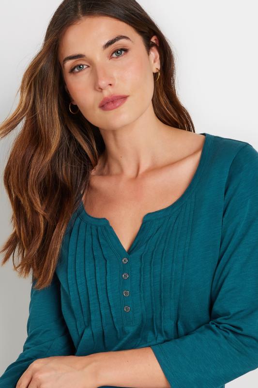 Evans LTS Tall Teal Blue Cotton Henley Top