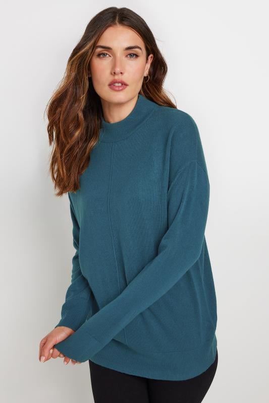 evans LTS Tall Teal Blue Turtle Neck Jumper