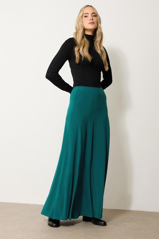 evans LTS Tall Teal Green Godet Maxi Skirt