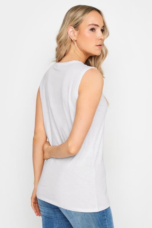 Evans LTS Tall White Cotton Henley Vest Top