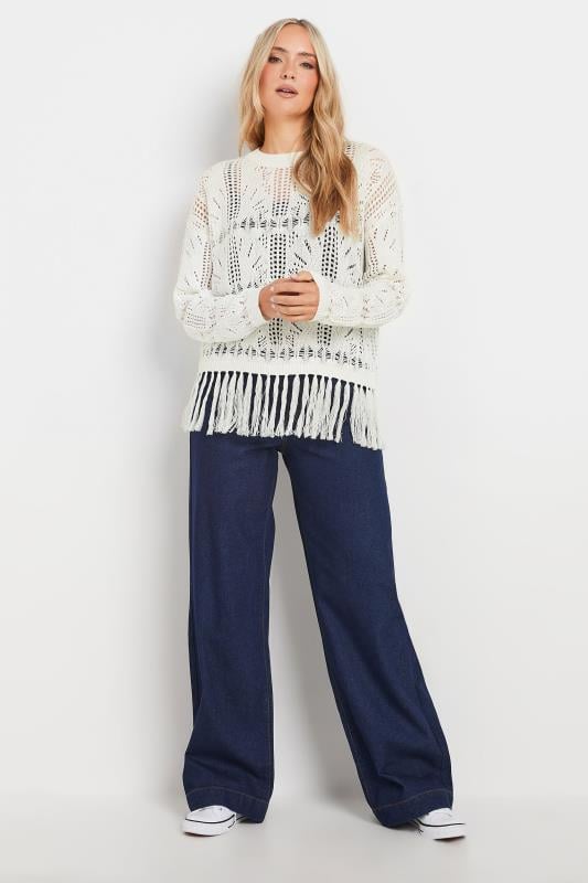 Evans LTS Tall White Crochet Tassel Jumper
