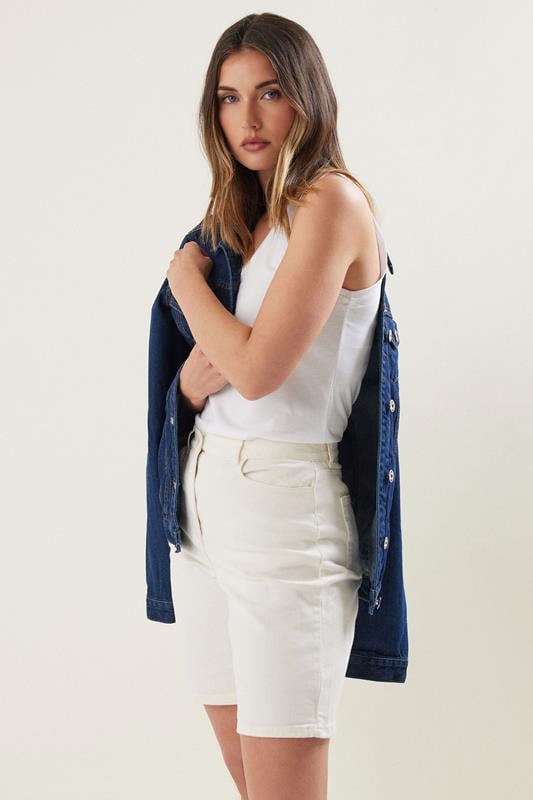 Evans LTS Tall White Denim Bermuda Shorts