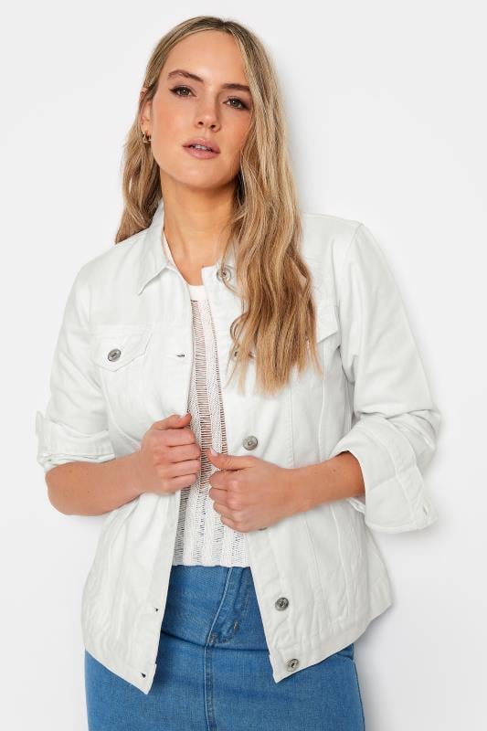 Evans LTS Tall White Denim Button Through Jacket