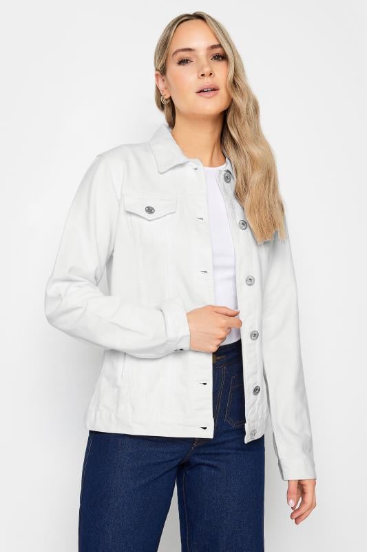 evans LTS Tall White Denim Button Through Jacket