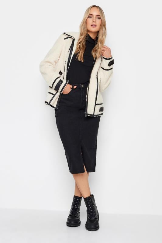 Evans LTS Tall White Faux Leather Teddy Zip Jacket