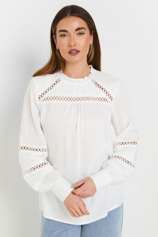 evans LTS Tall White Ladder Trim Shirt