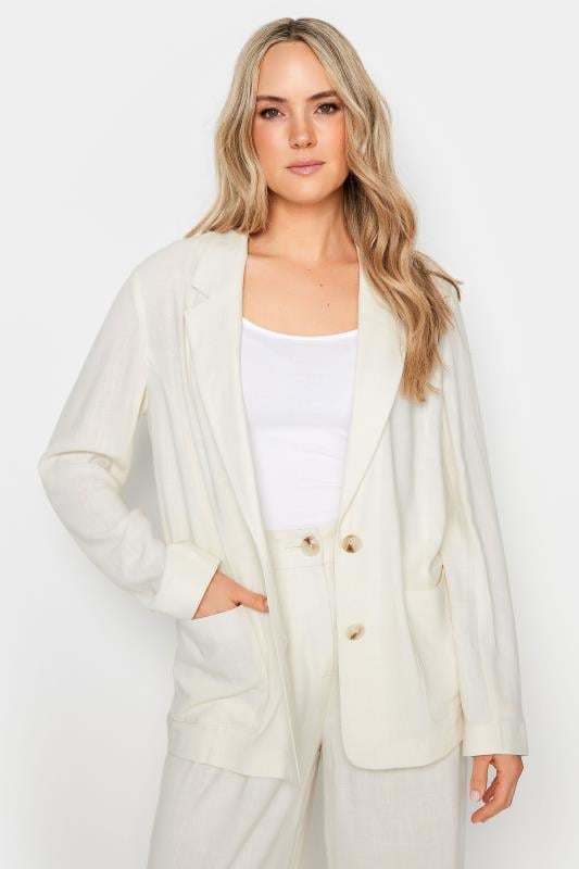 Evans LTS Tall White Linen Blazer
