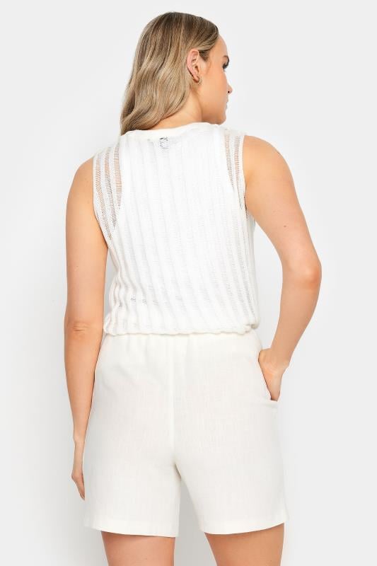 Evans LTS Tall White Linen Tie Waist Shorts