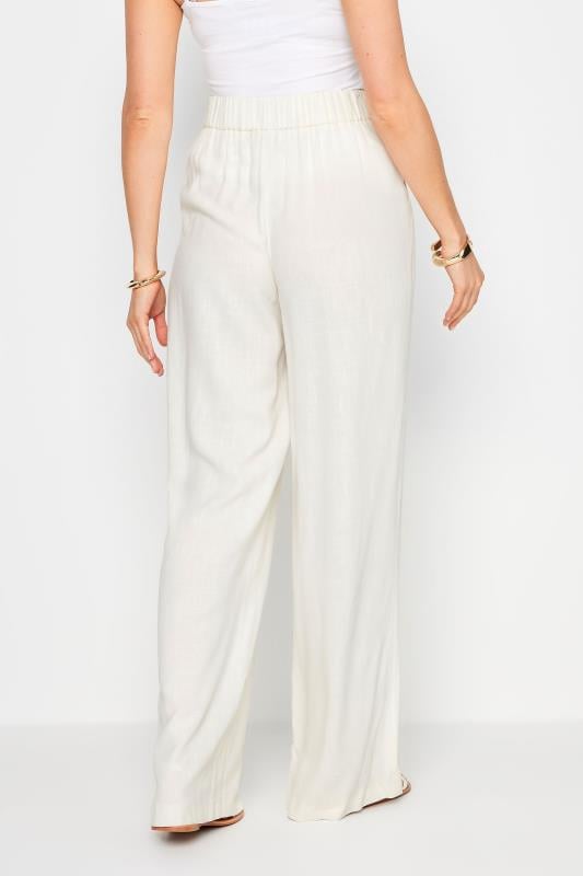 Evans LTS Tall White Linen Wide Leg Trousers