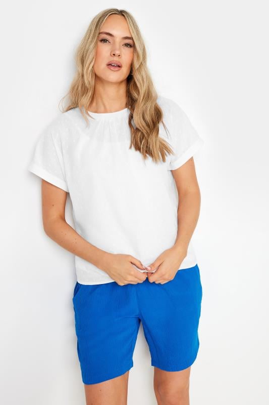 evans LTS Tall White Short Sleeve Dobby Top