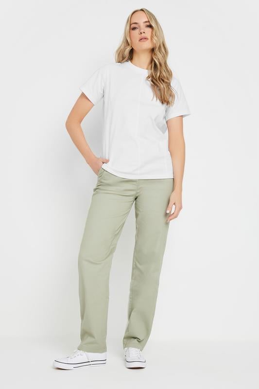 Evans LTS Tall White Stitch Seam Panel T-Shirt