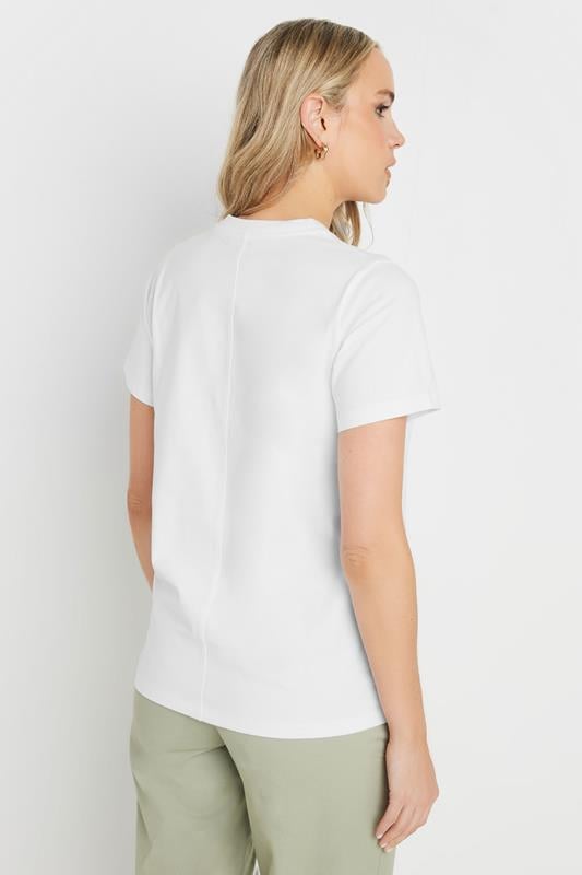 Evans LTS Tall White Stitch Seam Panel T-Shirt