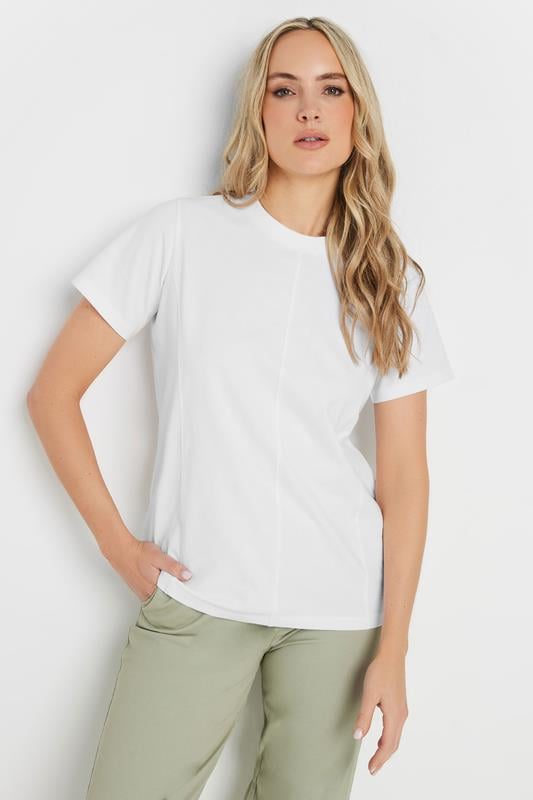 evans LTS Tall White Stitch Seam Panel T-Shirt