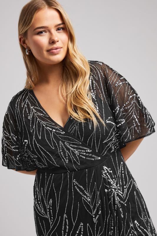 Evans LUXE Curve Black Embellished Wrap Maxi Dress
