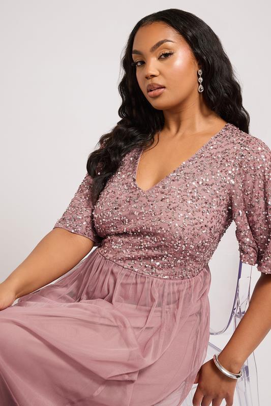 Evans LUXE Curve Pink Embellished Maxi Dress