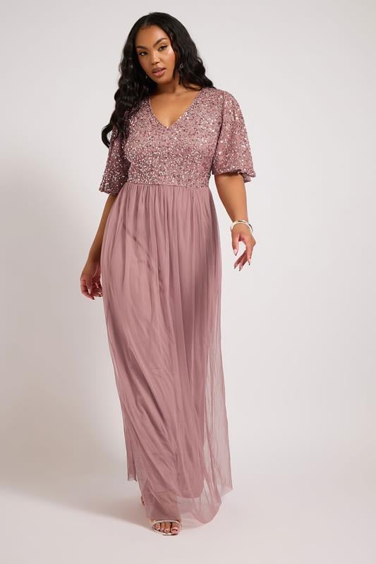 Evans LUXE Curve Pink Embellished Maxi Dress