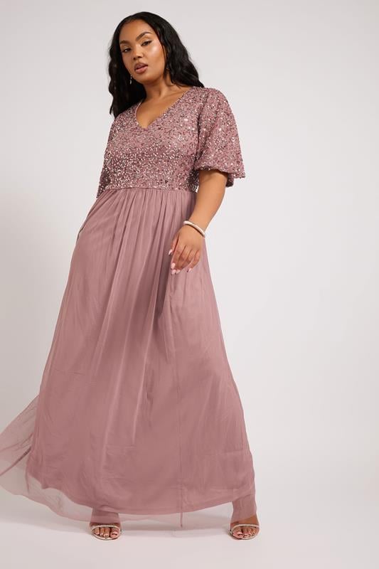 evans LUXE Curve Pink Embellished Maxi Dress