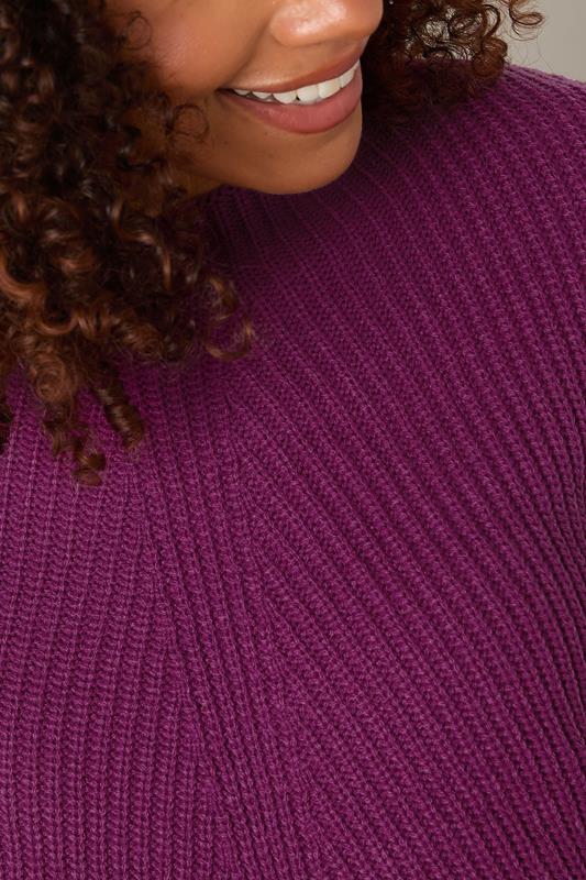 Evans M&Co Berry Purple Funnel Neck Knitted Jumper
