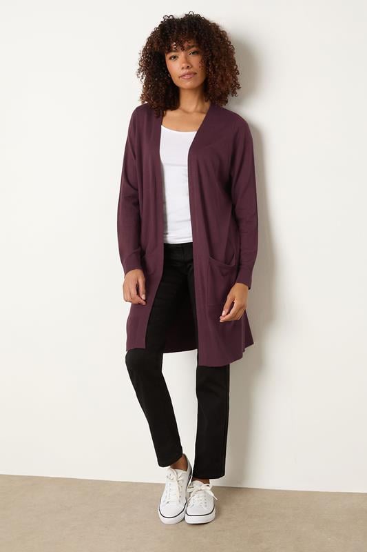 Evans M&Co Berry Purple Longline Cardigan