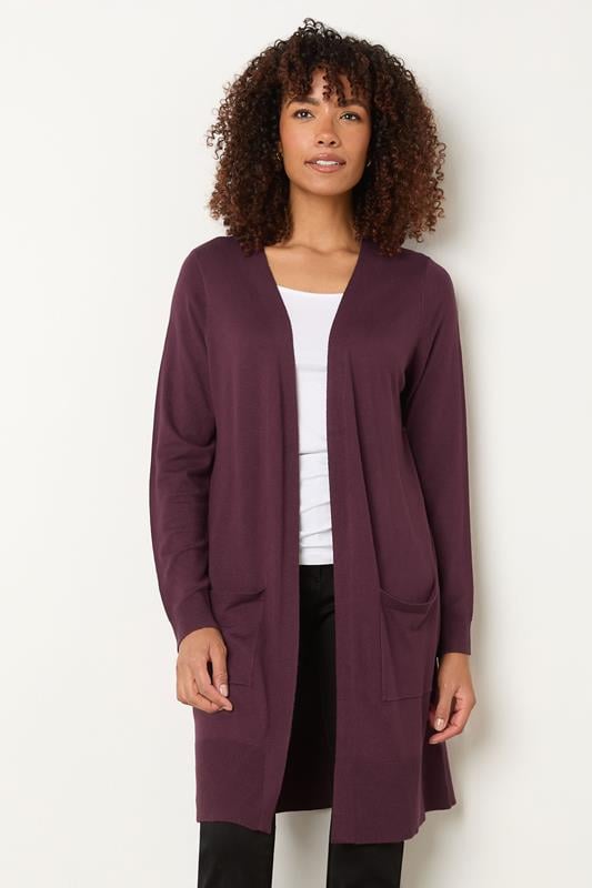evans M&Co Berry Purple Longline Cardigan
