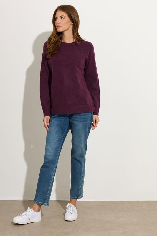 Evans M&Co Berry Purple Raglan Jumper