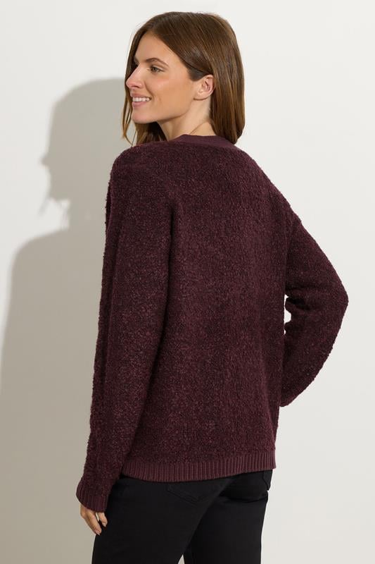 Evans M&Co Berry Red Boucle Knitted Cardigan