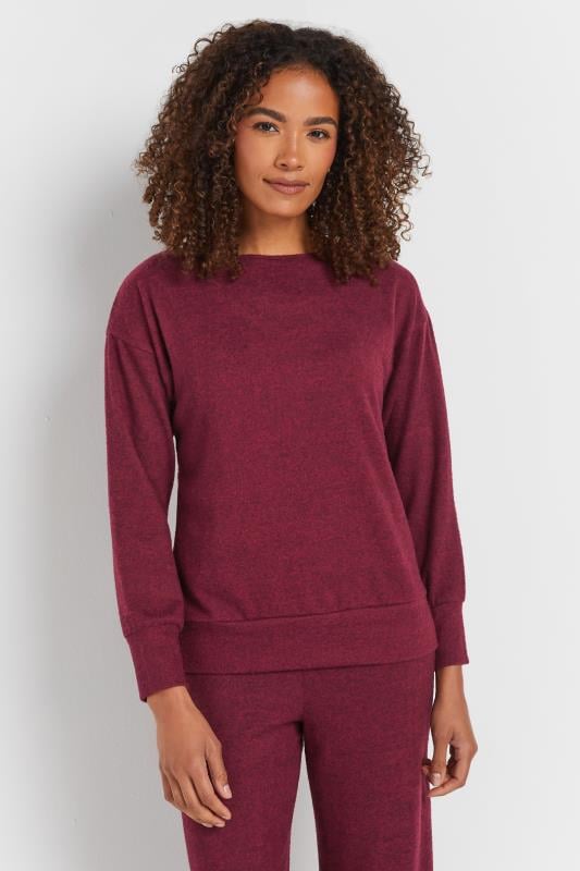 evans M&Co Berry Red Long Sleeve Lounge Top