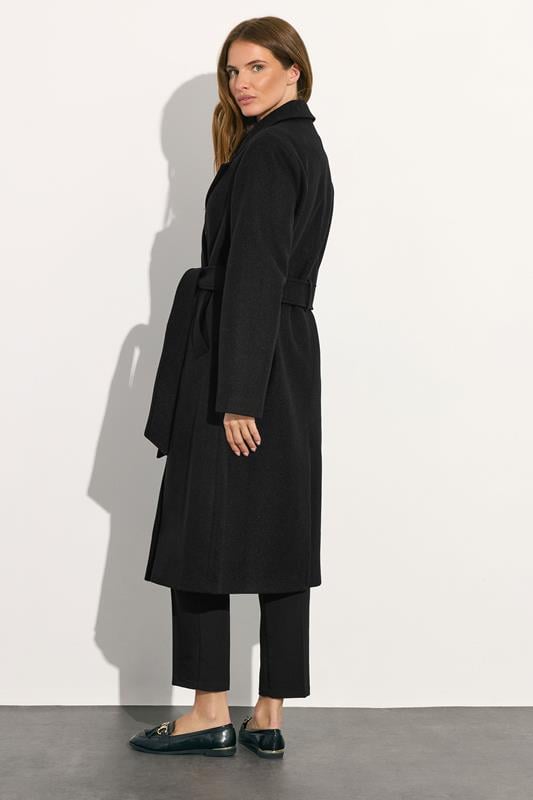 Evans M&Co Black Button Up Wrap Coat