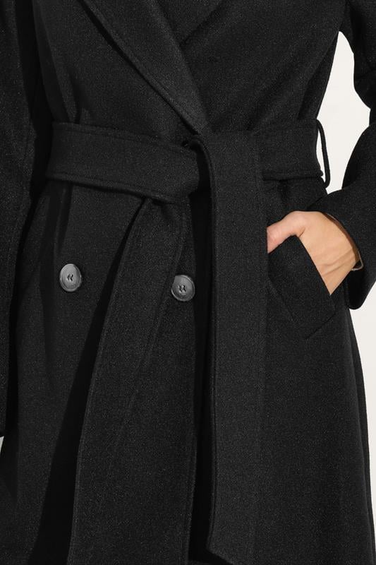 Evans M&Co Black Button Up Wrap Coat