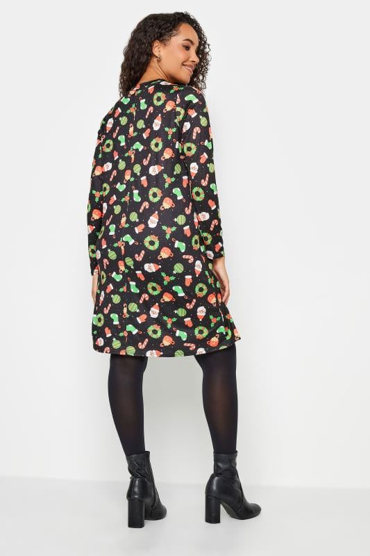 Evans M&Co Black Candy Cane Print Christmas Dress