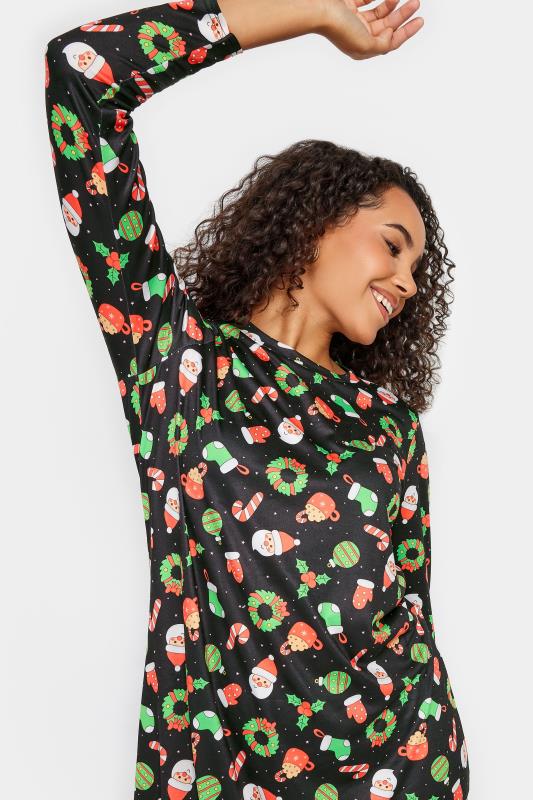 Evans M&Co Black Candy Cane Print Christmas Dress