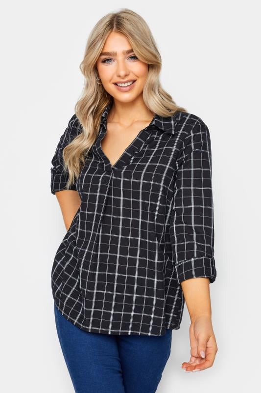 evans M&Co Black Check Print Overhead Shirt